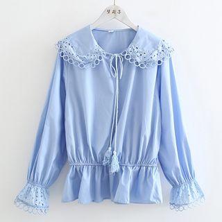 Peter Pan Collar Blouse With Tassel