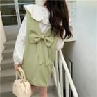 Long-sleeve Wide Collar Blouse / Overall Dress