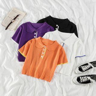 Short-sleeve Cropped Polo-shirt