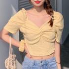 Twisted Short-sleeve Crinkle Blouse