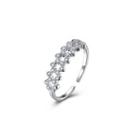 925 Sterling Silver Elegant Fashion Cubic Zircon Adjustable Opening Ring Silver - One Size