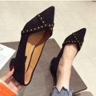 Faux Suede Studded Mid-heel Pumps