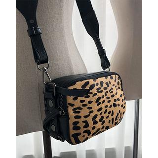 Leopard Faux Calf-hair Cross Bag Black - One Size