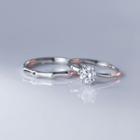 Set Of 2: Couple Matching Rhinestone / Bamboo Sterling Silver Open Ring Set Of 2 Pcs - Silver - One Size
