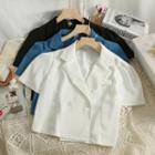 Double-breasted Puff-sleeve Crop Shirt
