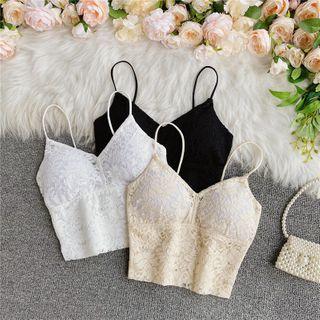 V-neck Padded Cropped Lace Camisole
