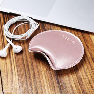 Faux Leather Round Accessories Pouch