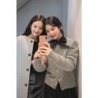Wool Blend Fluffy Knit Cardigan Gray - One Size