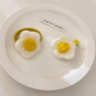 Fried Egg Felt Hair Clip / Hair Tie