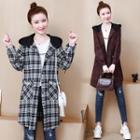 Singled-breasted Hooded Plaid Jacket