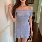 Floral Off-shoulder Smocked Mini Bodycon Dress