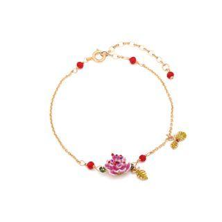 Fashion And Elegant Plated Gold Enamel Rose Cubic Zirconia Bracelet Golden - One Size