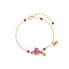 Fashion And Elegant Plated Gold Enamel Rose Cubic Zirconia Bracelet Golden - One Size