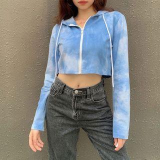 Tie-dyed Cropped Zip Hoodie