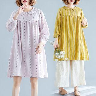 Print Peter Pan Collar Long-sleeve Dress