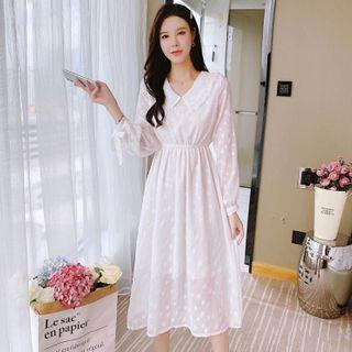 Star Detail Long-sleeve Midi A-line Dress