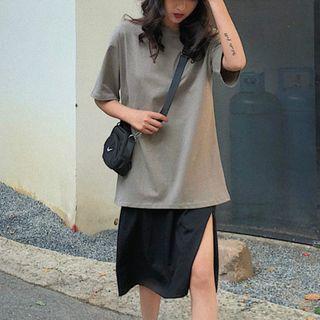 Elbow-sleeve Oversized Top / Midi Skirt