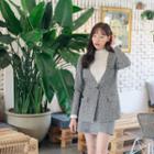 Collarless One-button Houndstooth Blazer