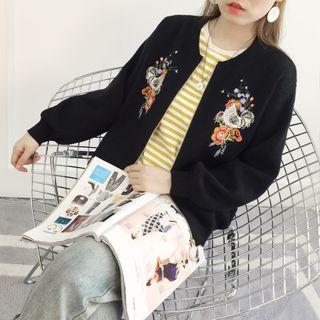 Embroidery Zipped Knit Jacket