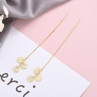 925 Sterling Silver Disc Dangle Earring Es944 - 1 Pair - One Size