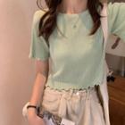 Short-sleeve Plain Striped Top