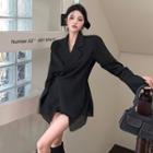 Bell-sleeve Wrapped Light Shirt Black - One Size