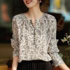 Henley Floral Print Blouse
