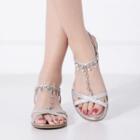 Rhinestone T-strap Sandals