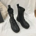 Platform Zip-up Mid Calf Boots