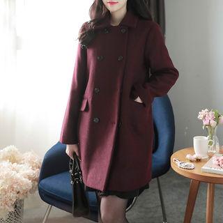 Double-breasted Wool Blend Mac Coat