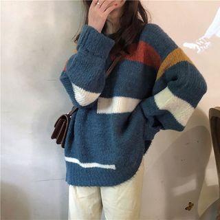 Striped Sweater Orange & Blue - One Size