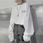Letter Embroidery Sweatshirt White - One Size