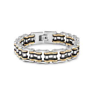 Fashion Creative Black Gold Bicycle Chain 316l Stainless Steel Bracelet Silver - One Size