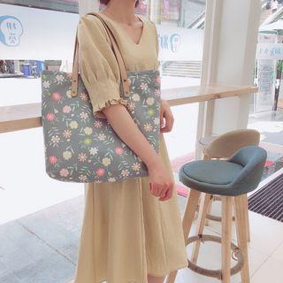 Flower Print Shopper Bag As Shown In Figure - One Size