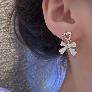 Ribbon Sterling Silver Ear Stud 1 Pair - Gold - One Size