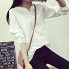 Split-neck Long-sleeve Top