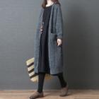 Open-front Long Cardigan Gray - One Size
