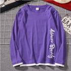 Couple Matching Mock Two-piece Long-sleeve Lettering T-shirt