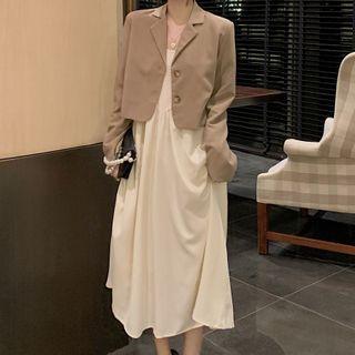 Cropped Blazer / Strappy Midi A-line Dress