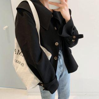 Collar-detail Belted-sleeve Jacket