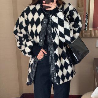 Pattern Button-up Jacket Black & White - One Size