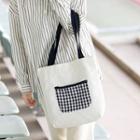 Gingham Panel Canvas Tote Bag