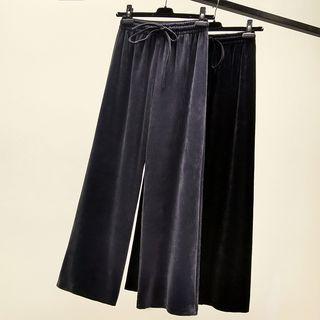 Velvet Ribbed Wide Leg Pants