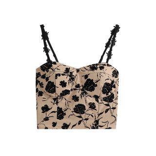 Rose Embroidered Crop Camisole Top