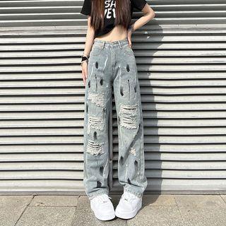 Splatter Distressed Baggy Jeans