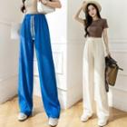 Accordion Pleat Drawstring Wide Leg Sweatpants