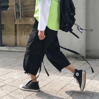 Drawstring-hem Cropped Cargo Pants
