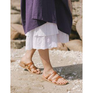 Puff-sleeve Ruffle-layered Hem Dress