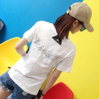 Rhinestone Wing Short Sleeve T-shirt