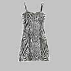 Zebra Pattern Slit Skinny Sleeveless Dress